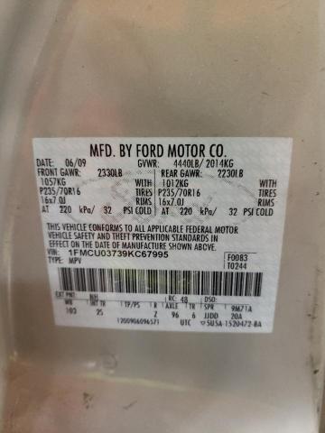 1FMCU03739KC67995 - 2009 FORD ESCAPE XLT SILVER photo 13