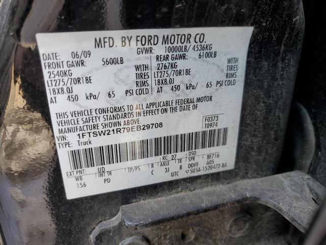 1FTSW21R79EB29708 - 2009 FORD F250 SUPER BLACK photo 13