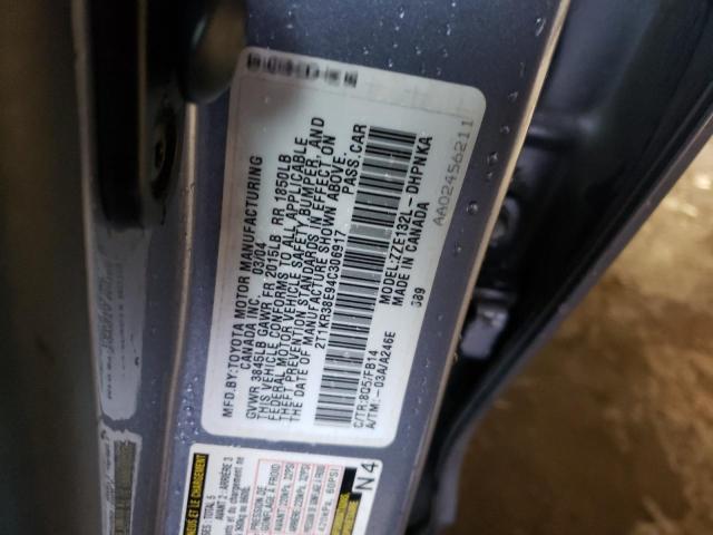 2T1KR38E94C306917 - 2004 TOYOTA COROLLA MA XR BLUE photo 13