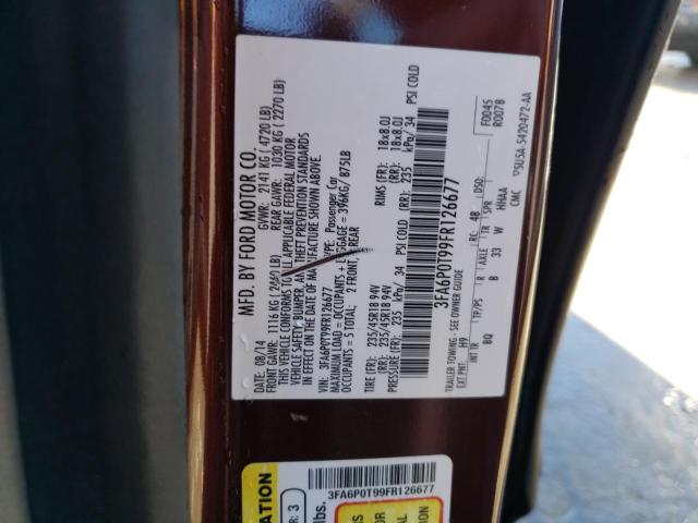 3FA6P0T99FR126677 - 2015 FORD FUSION SE BROWN photo 12