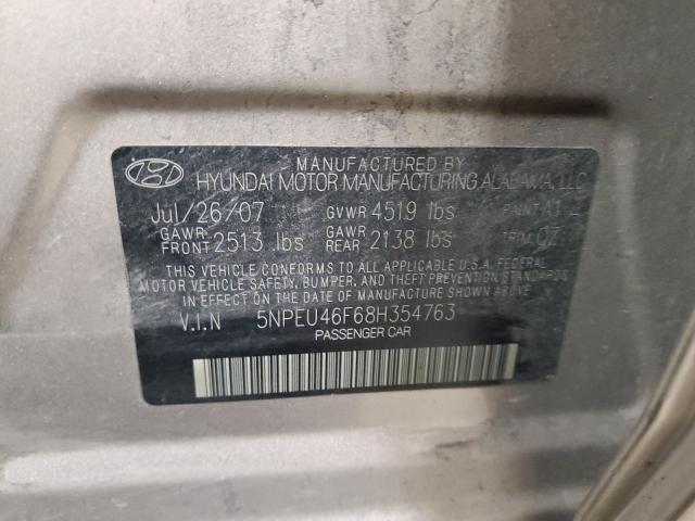 5NPEU46F68H354763 - 2008 HYUNDAI SONATA SE GOLD photo 12