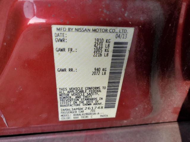 1N4AL3AP6DC261748 - 2013 NISSAN ALTIMA 2.5 RED photo 12