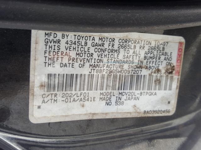 JT8BF28G5W0097207 - 1998 LEXUS ES 300  photo 10