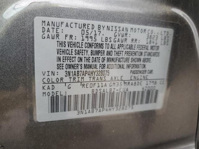 3N1AB7AP4HY328075 - 2017 NISSAN SENTRA S GRAY photo 12