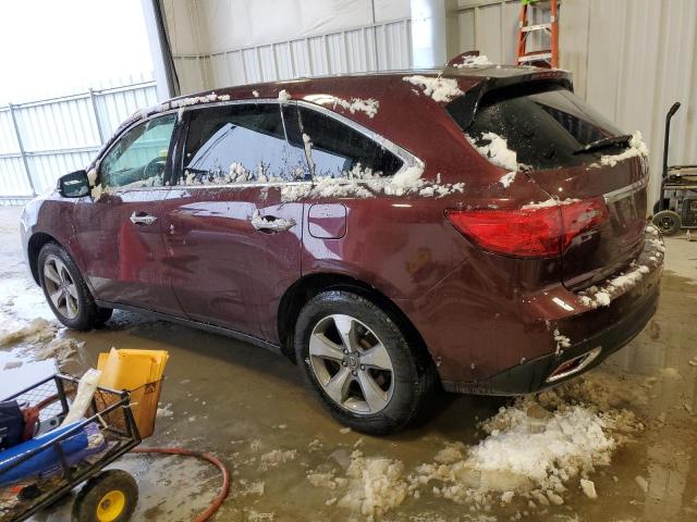 5FRYD4H20EB018395 - 2014 ACURA MDX MAROON photo 2