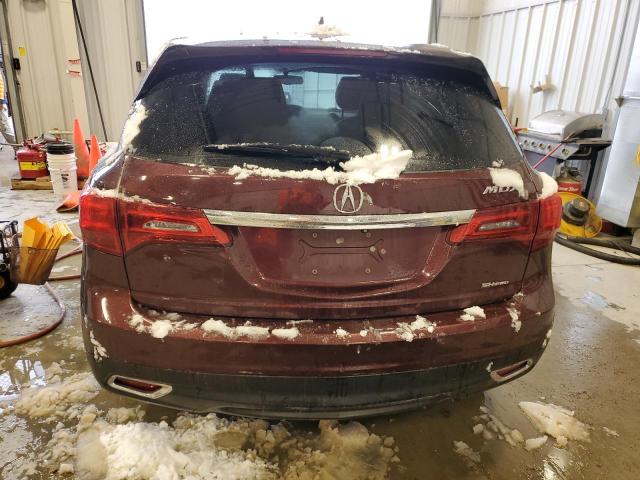 5FRYD4H20EB018395 - 2014 ACURA MDX MAROON photo 6