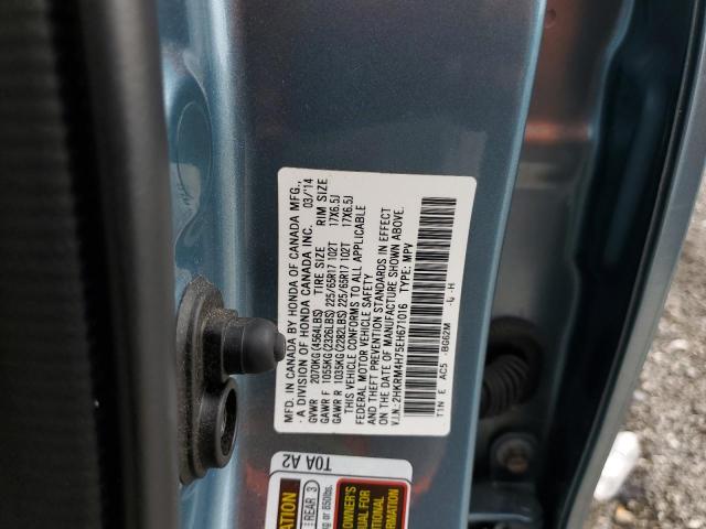 2HKRM4H75EH671016 - 2014 HONDA CR-V EXL TURQUOISE photo 12