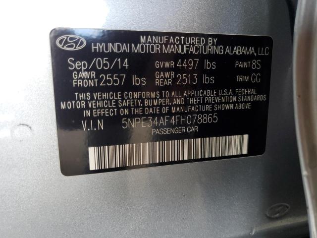 5NPE34AF4FH078865 - 2015 HYUNDAI SONATA SPORT SILVER photo 12