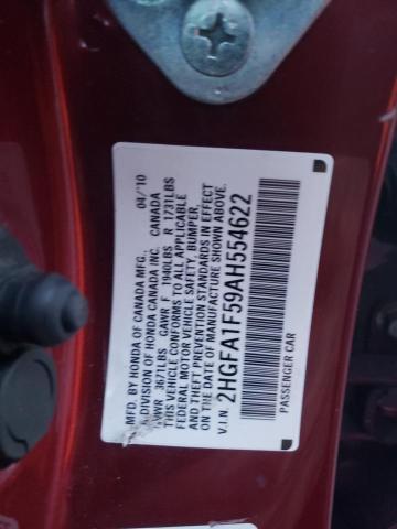 2HGFA1F59AH554622 - 2010 HONDA CIVIC LX RED photo 12