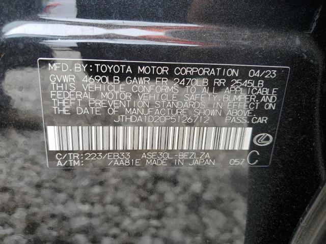 JTHDA1D20P5126712 - 2023 LEXUS IS 300 BLACK photo 12