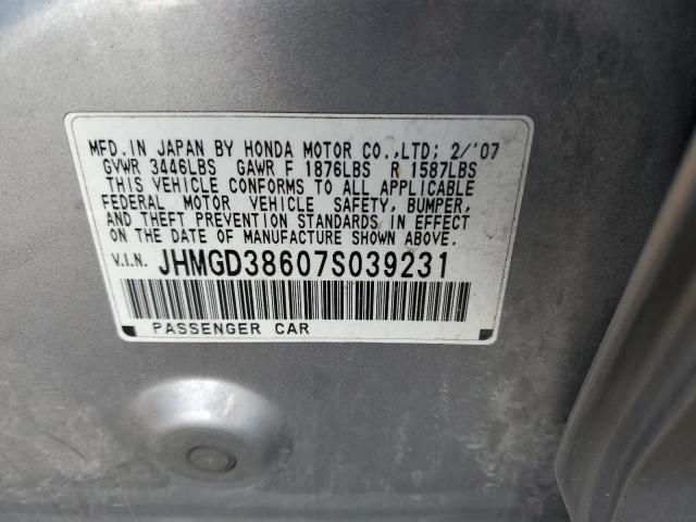 JHMGD38607S039231 - 2007 HONDA FIT S SILVER photo 12