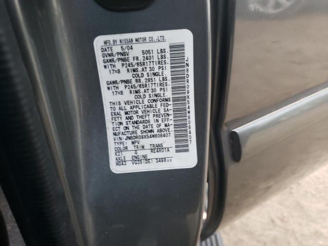 JN8DR09X54W808407 - 2004 NISSAN PATHFINDER LE 灰色 照片 12