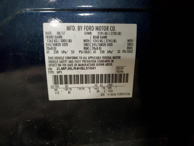 2LMPJ8LR4HBL51041 - 2017 LINCOLN MKX RESERVE أزرق صورة 13