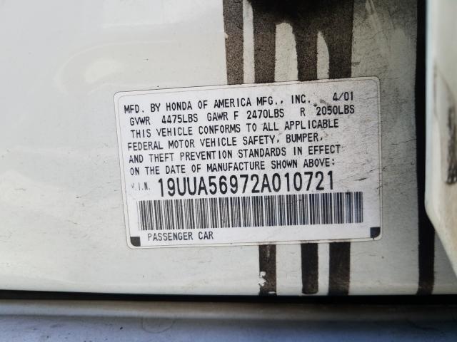 19UUA56972A010721 - 2002 ACURA 3.2TL TYPE-S  photo 10