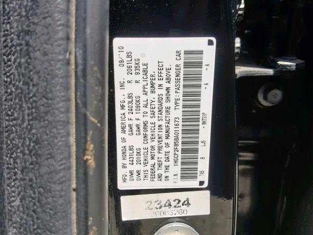 1HGCP2F85BA011673 - 2011 HONDA ACCORD EXL  photo 10