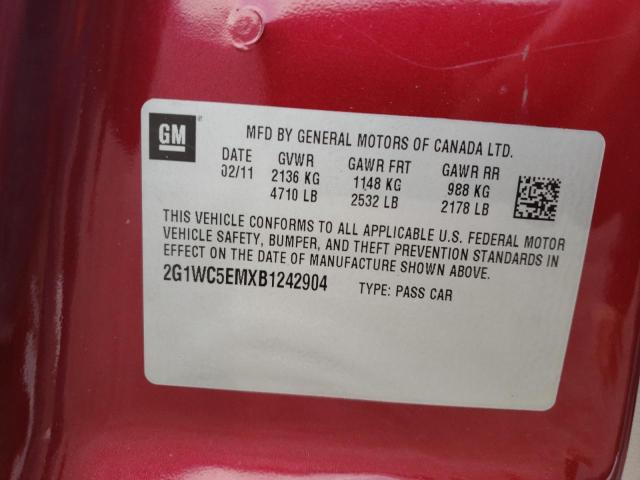 2G1WC5EMXB1242904 - 2011 CHEVROLET IMPALA LTZ RED photo 12