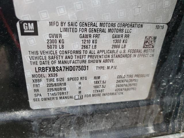 LRBFXBSA7HD075031 - 2017 BUICK ENVISION E BLACK photo 13