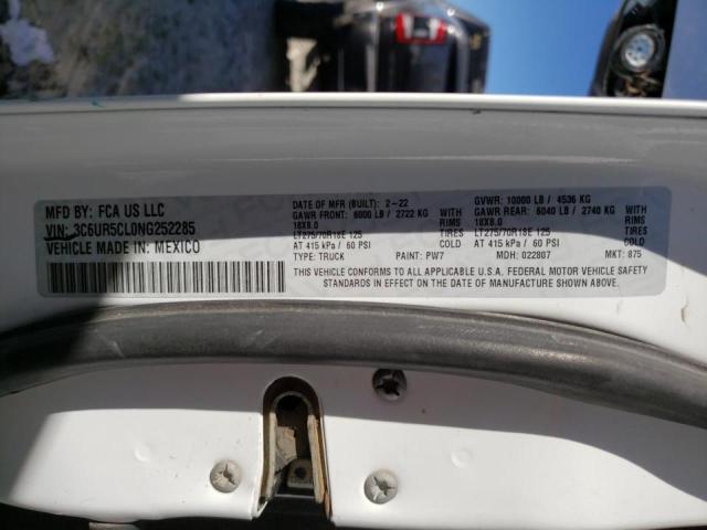 3C6UR5CL0NG252285 - 2022 RAM 2500 TRADESMAN თეთრი ფოტო 12