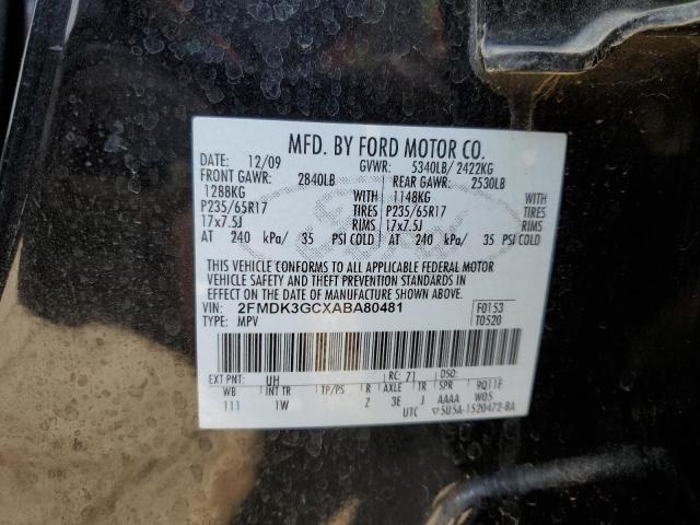 2FMDK3GCXABA80481 - 2010 FORD EDGE SE BLACK photo 13