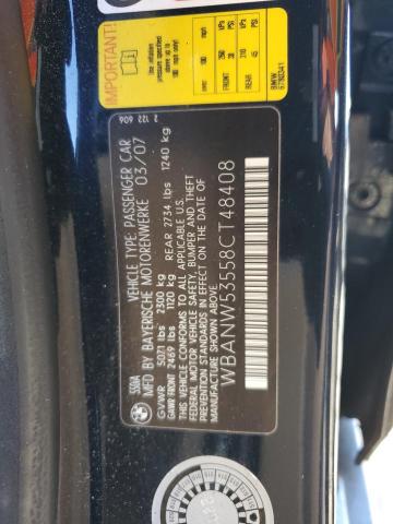 WBANW53558CT48408 - 2008 BMW 550 I BLACK photo 13