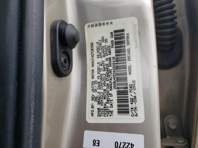 1NXBU4EE0AZ202416 - 2010 TOYOTA CORROLA BASE BEIGE photo 12