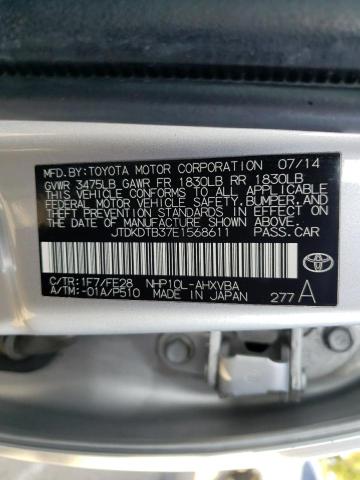 JTDKDTB37E1568611 - 2014 TOYOTA PRIUS C SILVER photo 12