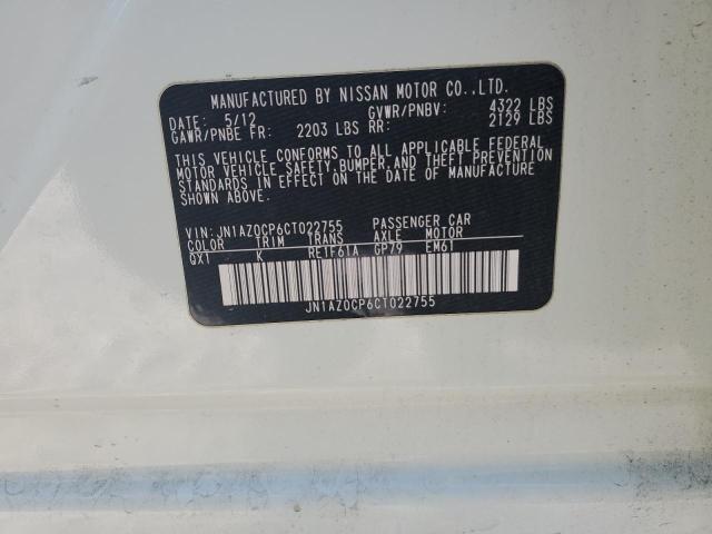 JN1AZ0CP6CT022755 - 2012 NISSAN LEAF SV WHITE photo 12