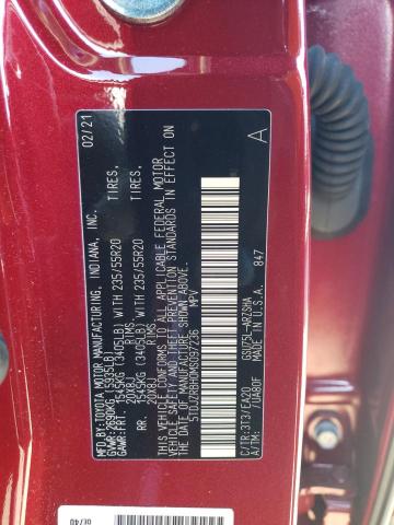 5TDJZRBH0MS097236 - 2021 TOYOTA HIGHLANDER XSE RED photo 13