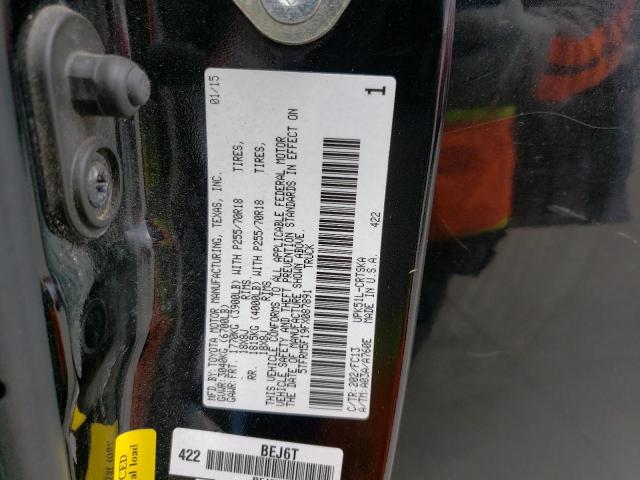 5TFRM5F19FX087891 - 2015 TOYOTA TUNDRA DOUBLE CAB SR/SR5 BLACK photo 12