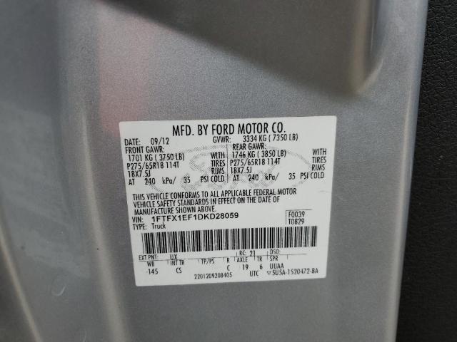 1FTFX1EF1DKD28059 - 2013 FORD F150 SUPER CAB SILVER photo 12