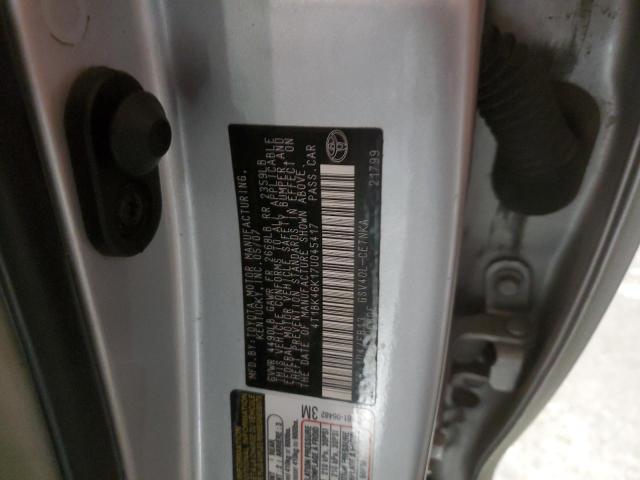 4T1BK46K17U045417 - 2007 TOYOTA CAMRY LE SILVER photo 12