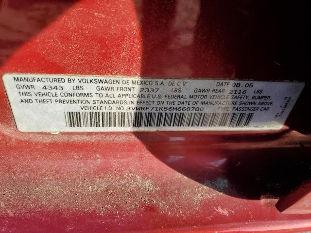 3VWRF71K56M660780 - 2006 VOLKSWAGEN JETTA 2.5 RED photo 12