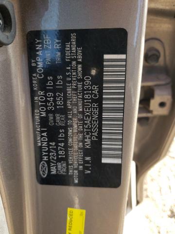 KMHCT5AEXEU181390 - 2014 HYUNDAI ACCENT GLS SILVER photo 12