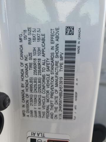 2HKRW1H89JH513919 - 2018 HONDA CR-V EXL WHITE photo 12