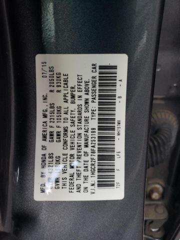 1HGCR2F78FA253199 - 2015 HONDA ACCORD EX GRAY photo 13