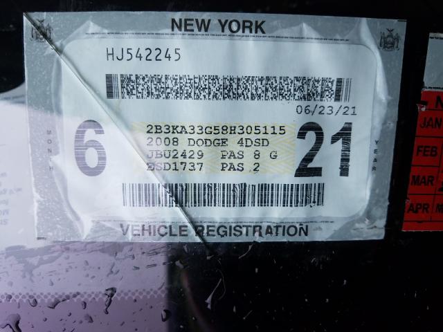 2B3KA33G58H305115 - 2008 DODGE CHARGER SXT  photo 10