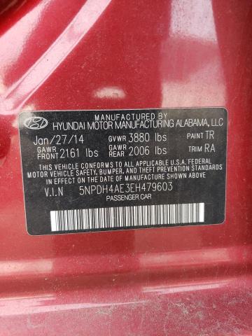 5NPDH4AE3EH479603 - 2014 HYUNDAI ELANTRA SE RED photo 13