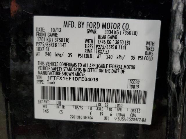 1FTFX1EF1DFE04016 - 2013 FORD F150 SUPER CAB BLACK photo 12