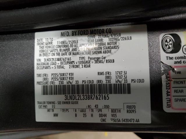 3LNDL2L33BR762165 - 2011 LINCOLN MKZ HYBRID GRAY photo 12