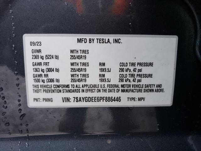 7SAYGDEE6PF886446 - 2023 TESLA MODEL Y GRAY photo 13