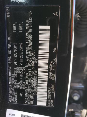 5TDHZRAH3MS521380 - 2021 TOYOTA HIGHLANDER XLE BLACK photo 13