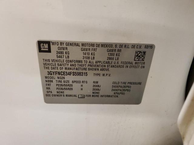 3GYFNCE34FS598315 - 2015 CADILLAC SRX PERFORMANCE COLLECTION Ақ фото 12