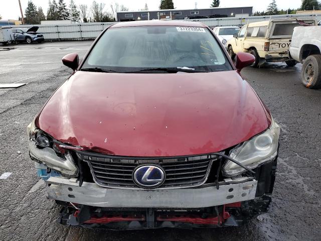 JTHKD5BH9C2108038 - 2012 LEXUS CT 200 RED photo 5