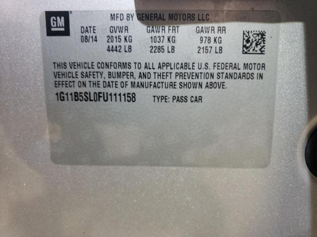 1G11B5SL0FU111158 - 2015 CHEVROLET MALIBU LS SILVER photo 12