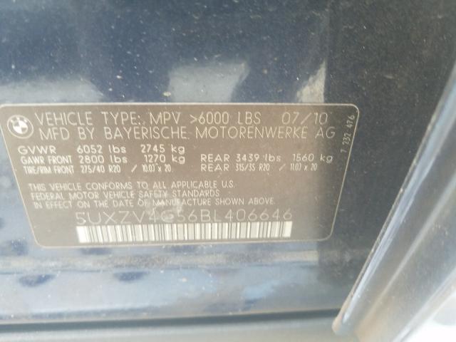 5UXZV4C56BL406646 - 2011 BMW X5 XDRIVE35I  foto 10