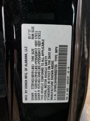 5FNRL5H46HB002755 - 2017 HONDA ODYSSEY EX BLACK photo 13