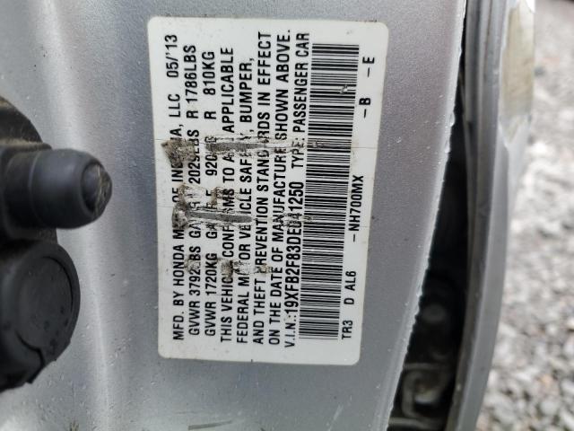 19XFB2F83DE041250 - 2013 HONDA CIVIC EX SILVER photo 12