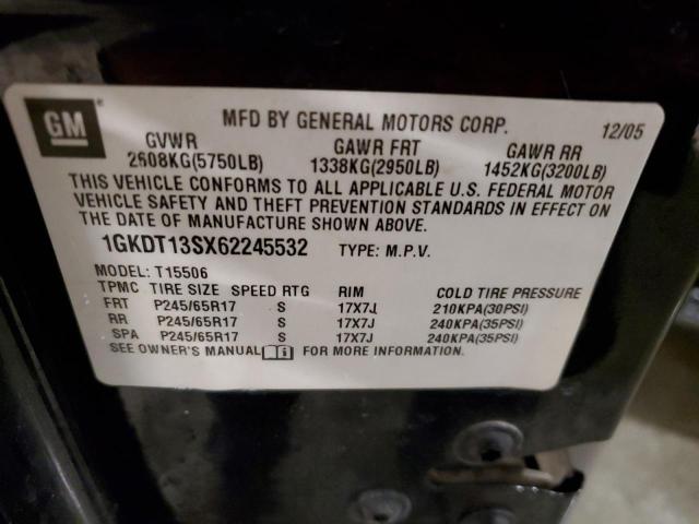 1GKDT13SX62245532 - 2006 GMC ENVOY BLACK photo 13