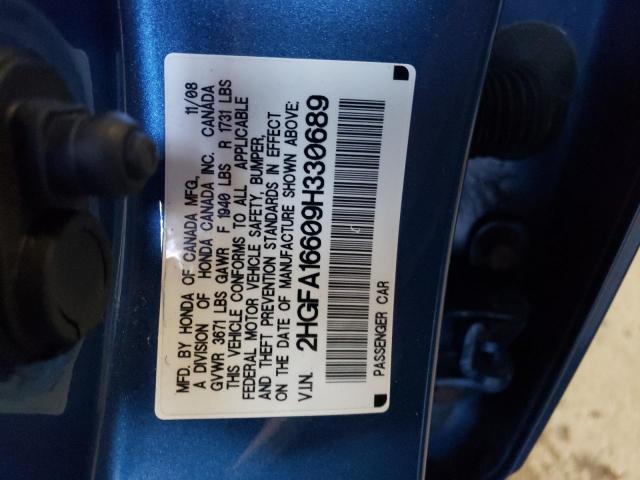 2HGFA16609H330689 - 2009 HONDA CIVIC LX-S Blau Foto 13