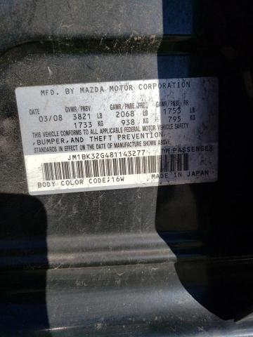 JM1BK32G481143277 - 2008 MAZDA 3 I BLACK photo 12